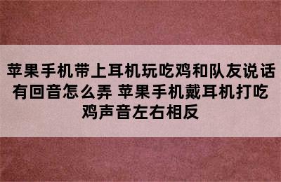 苹果手机带上耳机玩吃鸡和队友说话有回音怎么弄 苹果手机戴耳机打吃鸡声音左右相反